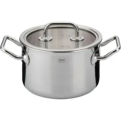 Spring Fleischtopf BRIGADE BASIC 16 cm 2,0 Liter mit Glasdeckel INDUKTION, Pfanne + Kochtopf, Silber