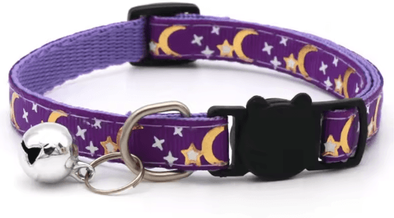 Inspire Picks Paw Charm Footprint Pet Collar With Bell Adjustable Cartoon Paw Print Collar For Cats Kittens & Puppies c Purple