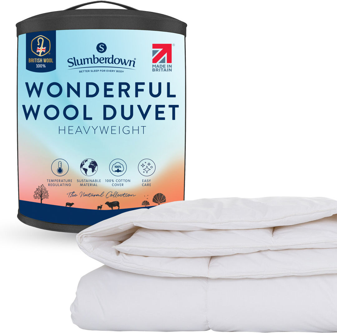 Slumberdown Wonderful Wool 10/13.5 tog Cotton Cover Duvet White Super King