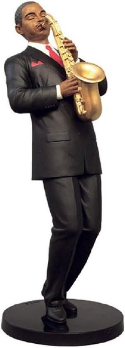 Donkerbruin Muziek Beeldje Saxofonist Figuur voor Huisdecoratie