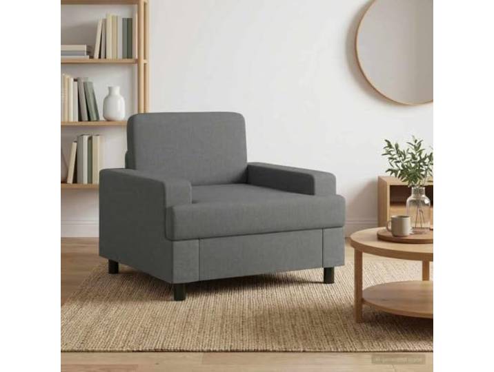 Stoffsessel Dunkelgrau mit Holz- und Metallrahmen 100 % Polyesterbezug, Schaumstoffpolsterung, Kunststofffüße, Wohn- und Schlafzimmer