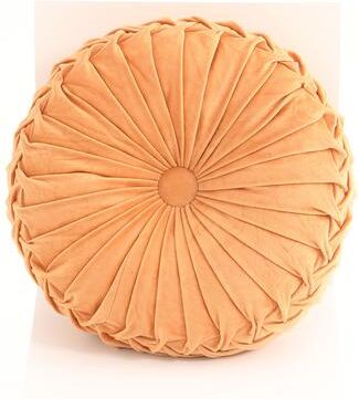 Trendy Discount Goods Lumbar Support Throw Pillow Hand Sewn Pleated 3D Velvet Pumpkin Cushion For Sofa Bed Chair gold 35x35cm