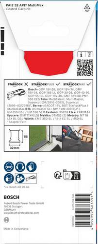 Zubehör Multi-Cutter mit Starlock Plus-Aufnahme 2608902070 Typ PAIZ 32 APIT Beschreibung Carbide Tauchsägeblatt, 32 x 55