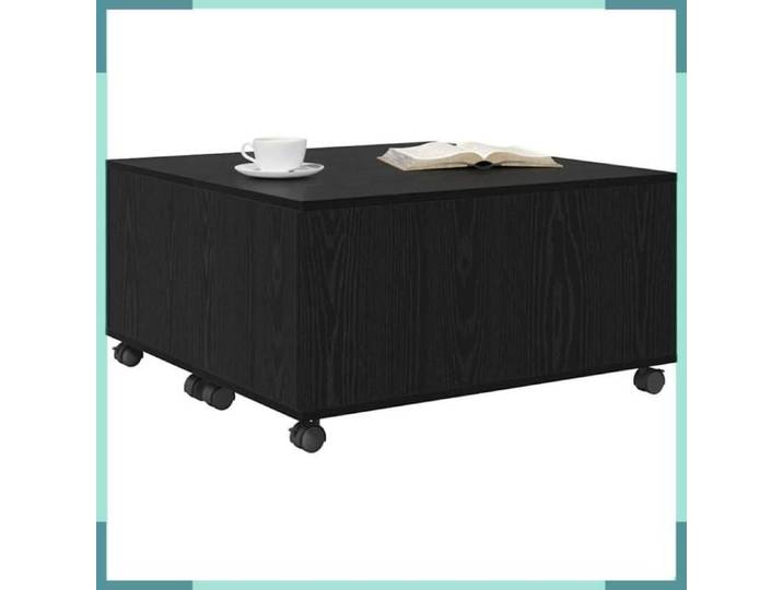 Table basse - 875482 - Chêne noir - Carré 75 x 75 cm - Tiroir & roulettes