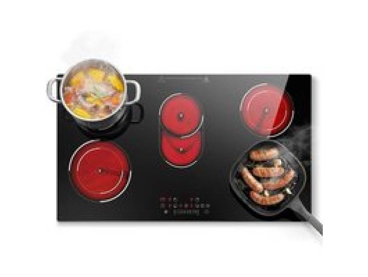 Plaque Vitrocéramique 5 Feux 8400W Plaque de cuisson table de cuisson L90cm Commande Tactile Minuteur pour Toutes Casseroles