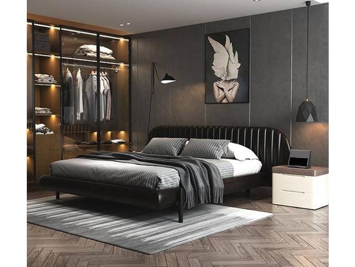 Xlmoebel Polsterbett Luxusbett Schwarz von XLMOEBEL mit elegantem Stoffbezug (Polsterbett, Polsterbett), Made in Europa