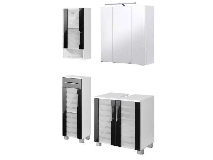 Badmöbel-Set WELLTIME Jaca , grau (anthrazit), Kastenmöbel-Sets, Badmöbel-Set, Badmöbel-Set mit hochglanz Fronten