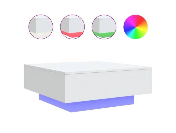 Table basse LED - KEENSO - 80x80 cm - Bois d'ingénierie - Design contemporain - Assemblage requis