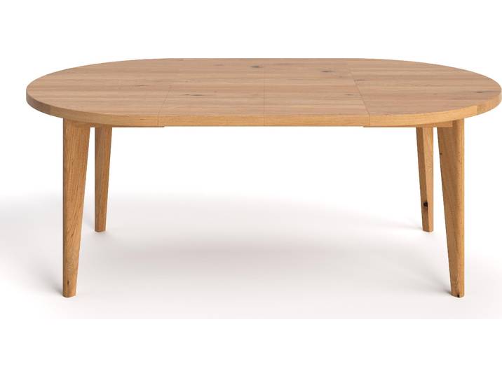 Table ronde extensible Luna en bois massif\, 110 cm + rallonge de table 1x45 cm\, Chêne\, Moderne
