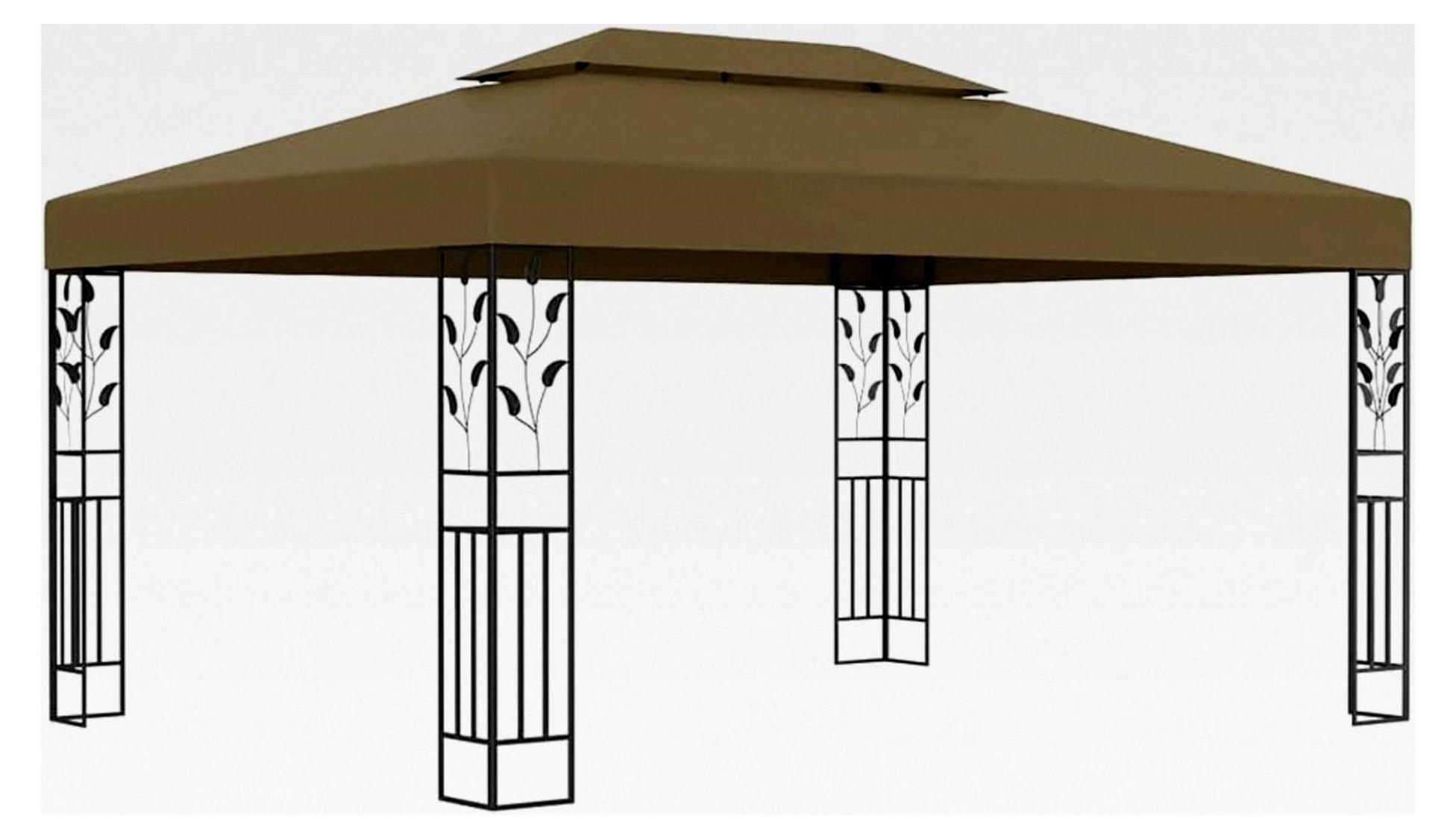 Pavillon mit Doppeldach für Garten und Outdoor-Events 3x4m Taupe 180g/m² Stahl Stoff