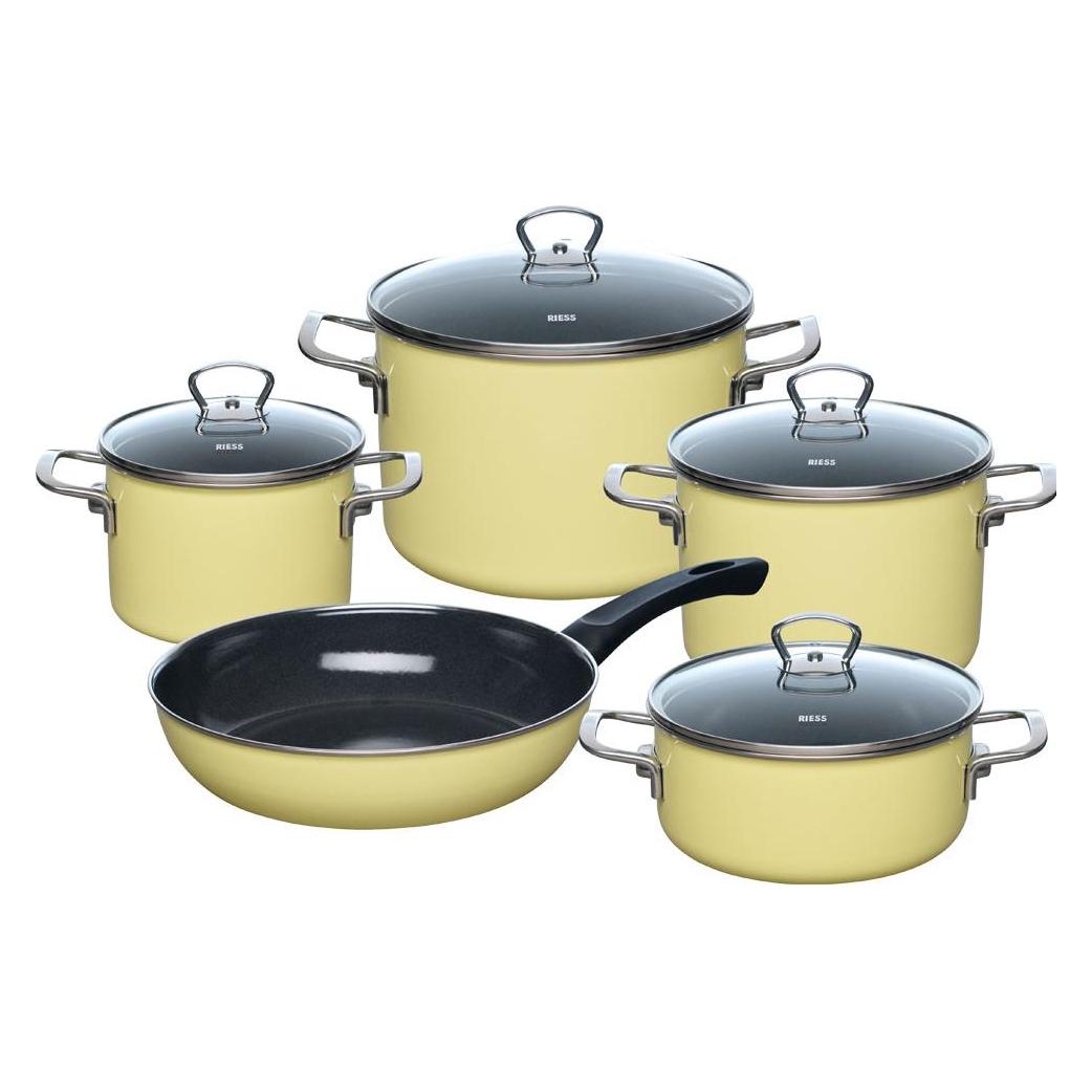 Riess Email Kochtöpfe, Topfset 5-tlg LEMON 0558-002 (B0D3M1FN9S)