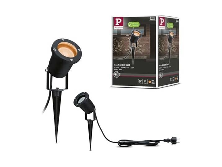 Projecteur de jardin LED Paulmann\, lumière dorée\, GU10\, 2200 K\, noir