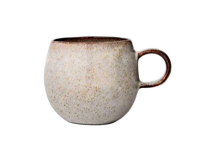 Mug en grès beige, émaillage brillant, bords irréguliers, compati
