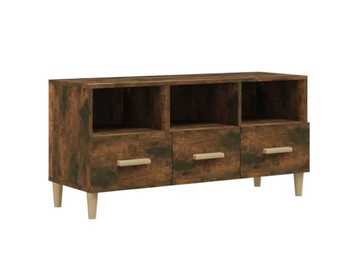 KUPTYERFG TV-Schrank Räuchereiche 102x36x50 cm Lowboard Fernsehtisch Kompakte TV-Anrichte in Räuchereiche-Optik mit Schubladen für Wohnzimmer und Schlafzimmer, inklusive Wandhalterung.