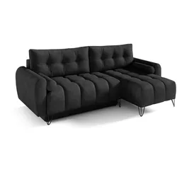 ECKSCHLAFSOFA Malaga Mini universeller Ottomane, Schwarz