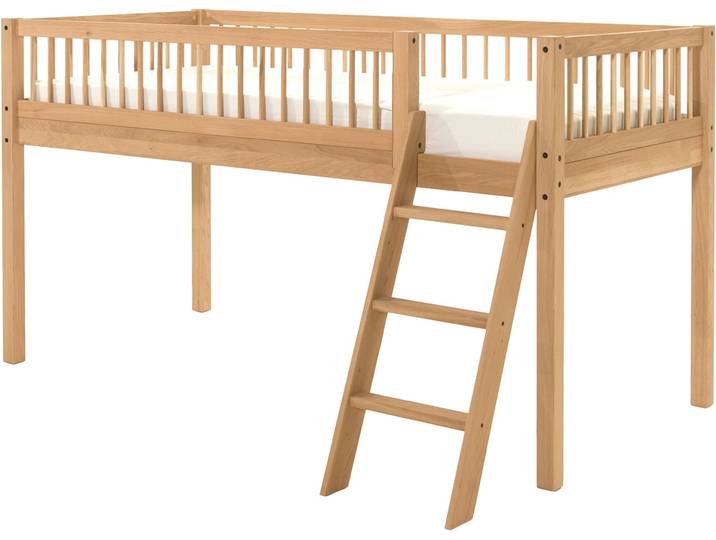 Spielbett VIPACK, braun (eiche natur geölt, eiche natur geölt, eiche natur geölt), B:135,5cm H:114cm L:207,5cm, Betten, Spielbett, aus massiver Eiche geölt, LF 90x2000cm, RR, Leiter u. Absturzschutz