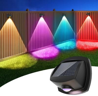Friendly Fresh Finds Solar LED Outdoor Wall Light Waterproof Garden Fence Lamp With RGBW Color Modes rgbw Colorful