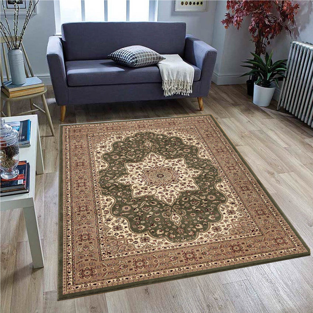Latitude Vive Traditional Area Rug Armard Green/Beige Rug Runner 60 x 220cm