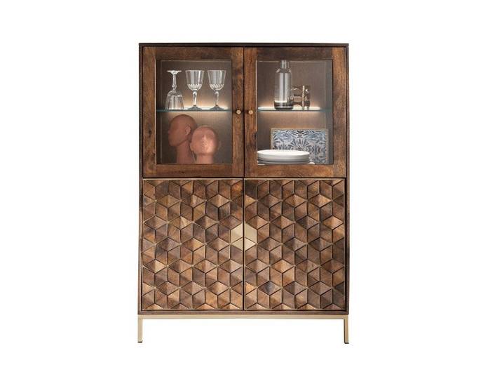 Main Möbel Highboard Highboard II 99x139cm Assuan Mango & Metall goldfarbig WZ-0462
