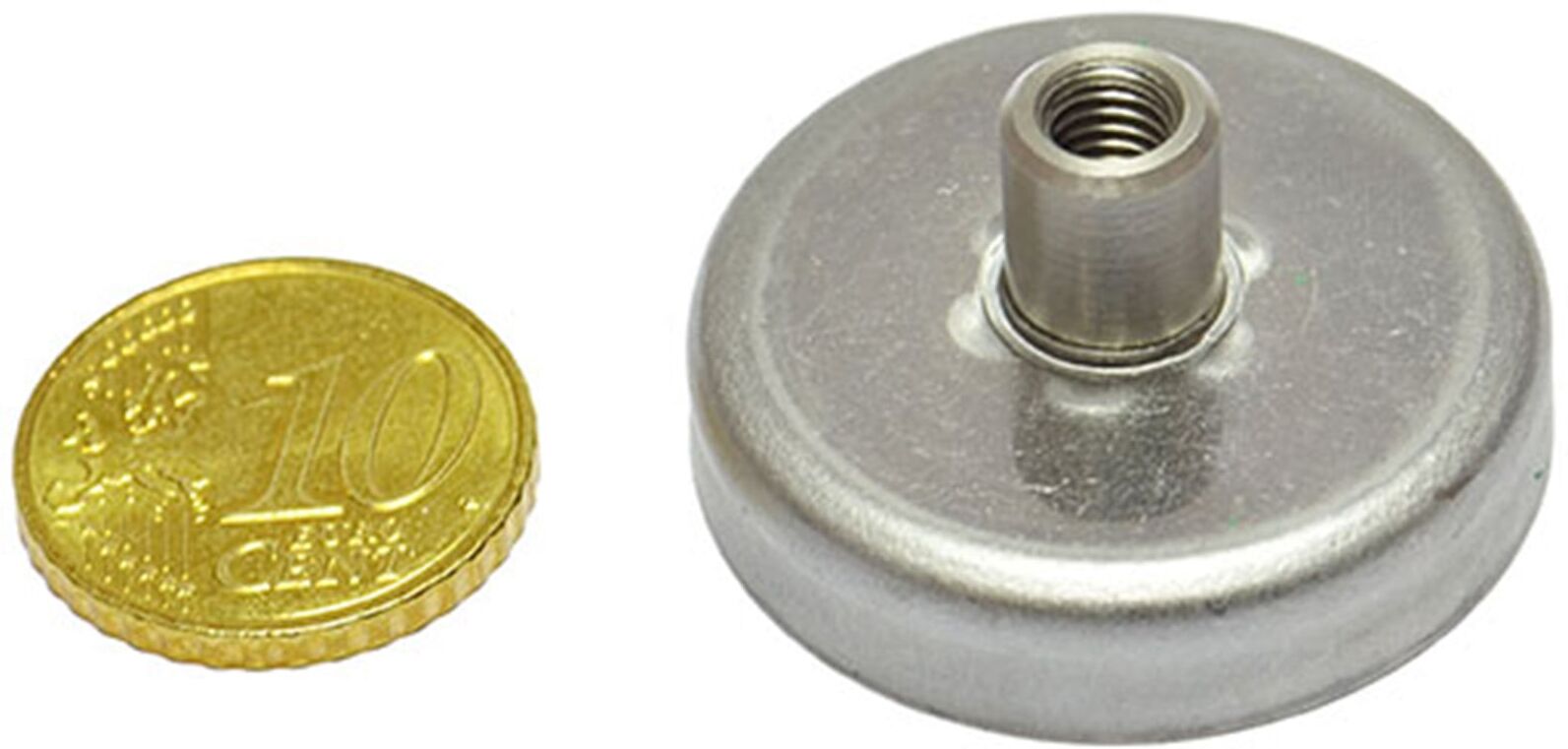 SPRINTIS 11 Aimants en pot en ferrite avec manchon fileté 32 mm   16 mm   ferrite, acier inoxydable, argent