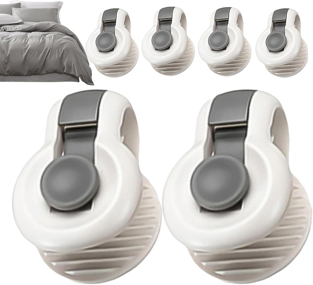 Set van 6 grijze dekbedclips voor volwassenen