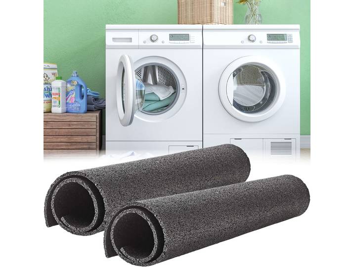 2er-Set Anti-Vibrations-Matte aus Gummi, 60 x 0,6 x 60 cm