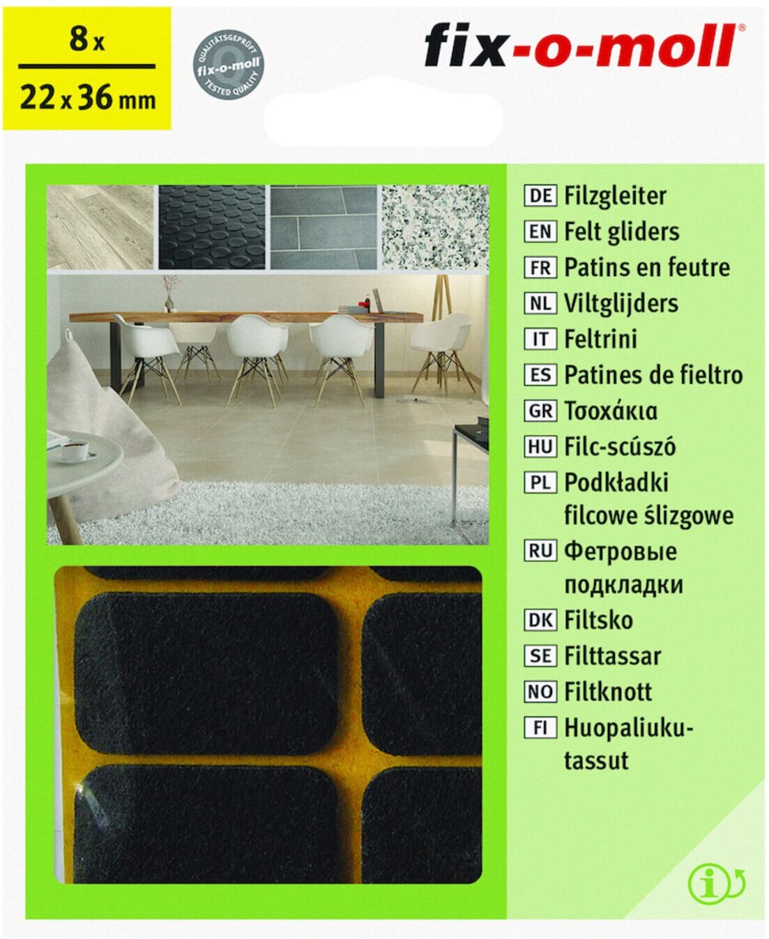 fix-o-moll SUKI, Gleiter oval,B 22xL36mm zum Kleben Filz braun (3566366)