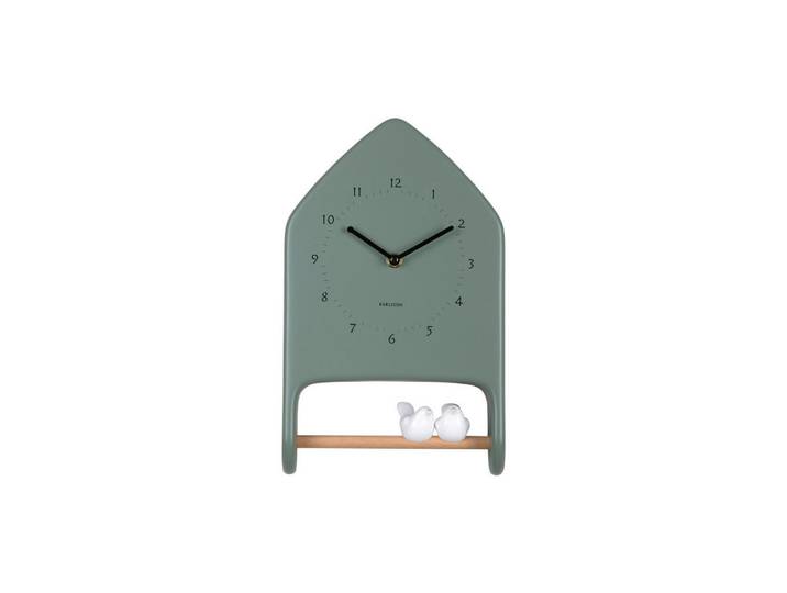Karlsson Wanduhr Love birds, Grün, Kunststoff, 20x32x7 cm, Schlagwerk, Dekoration, Uhren, Wanduhren