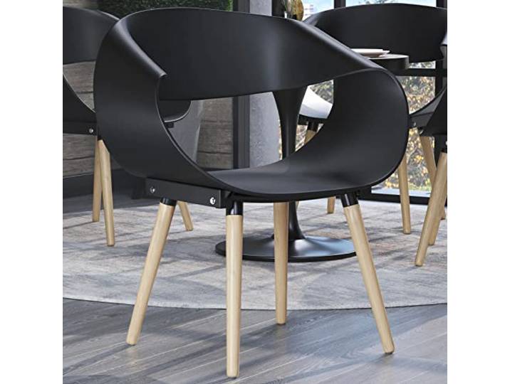 GGMMÖBEL 2er-Set ZANOTI Schalenstuhl Schwarz Kunststoff Designstuhl
