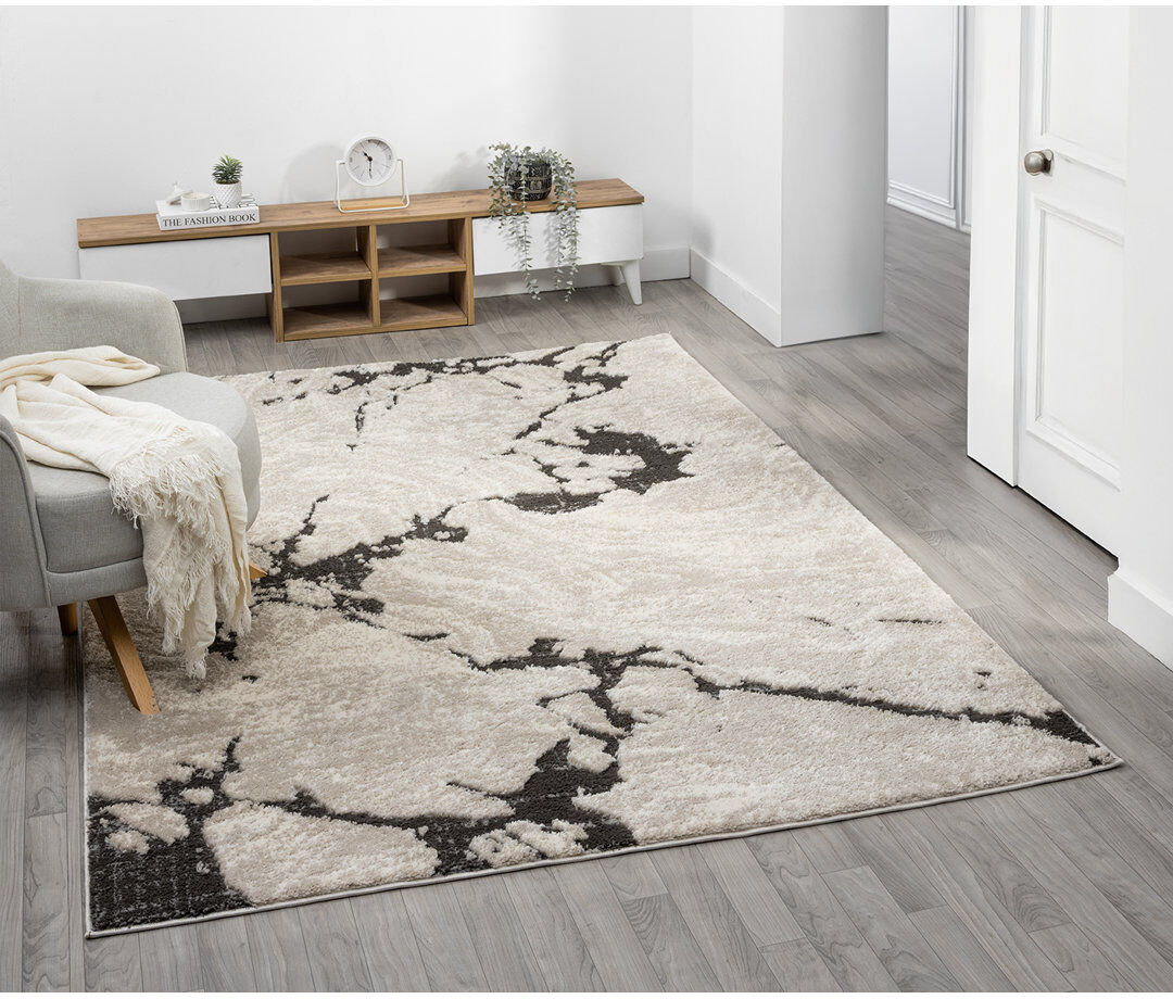 Metro Derel Modern Embossed Contemporary Living Room Area Rug - Abstract Design,Mocha Mocha Rectangle 120 x 170 cm