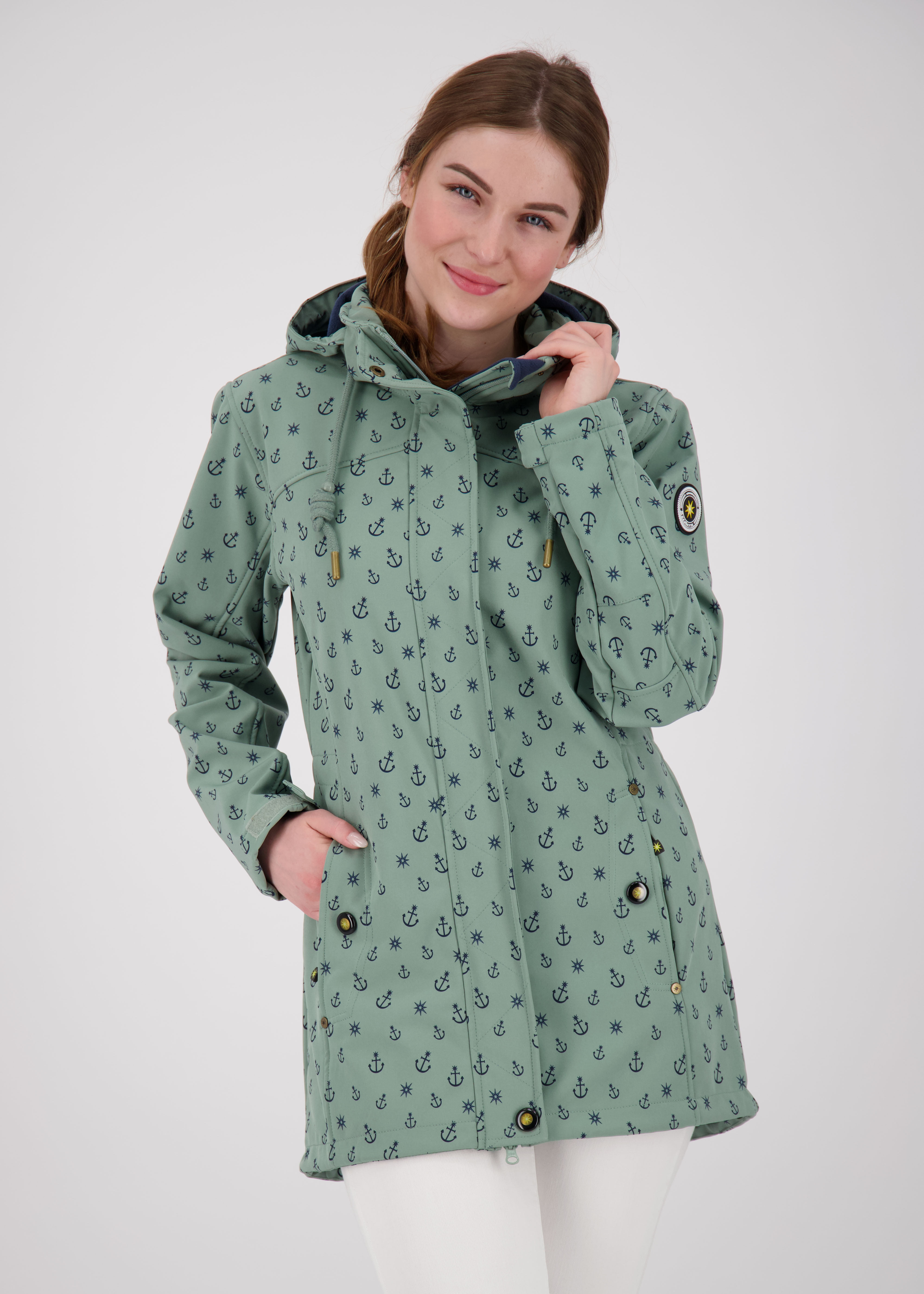 Softshelljacke ANKERGLUT "ANKERGLUTLEUCHTEN", Damen, Gr. 44L, grau, Softshell, 100% Polyester, regular fit hüftbedeckend, abnehmbar,verstellbar Windstopperbündchen mit Daumenlöchern,mit Schneefang,mit verstellbarem Klettverschluss, Jacken Softshelljacke, 