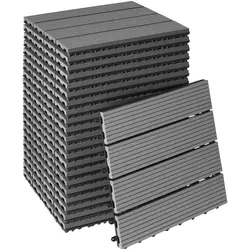 tectake Terrassenfliesen Tegulas 22-tlg WPC Holzoptik Klicksystem Grau 31x31x2,2cm Balkon Bodenbelag