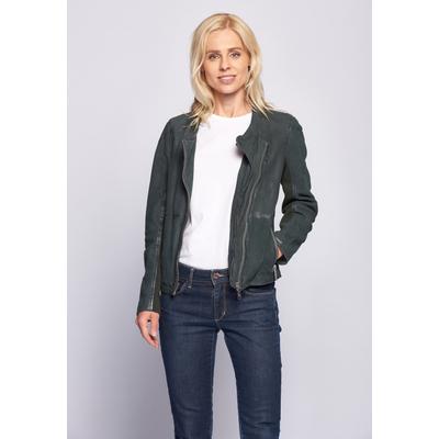 Lederjacke MAZE "Linden", Damen, Gr. S, blau (petrol), Obermaterial: 100% Lammnappaleder. Futter: 100% Polyester. Strickmaterial: 95% Baumwolle, 5% Elastan, Jacken