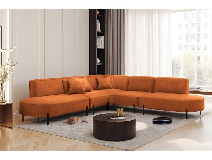 Fun Möbel Ecksofa Sofa VALENCIA Seite universal, Rundumbezug