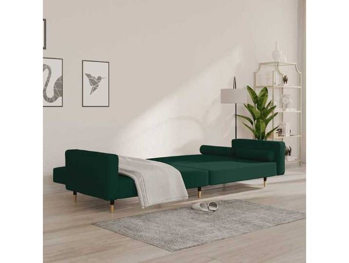 NEW Vert Sofa ergonomique - - Canapé-lit convertible - Sofa-lit - à 2 places avec deux oreillers Vert foncé Velours(1parcel)5