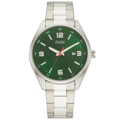 Quarzuhr FIRETTI "classic heritage", grün (edelstahlfarben, grün), Armbanduhren, Herren, Quarzuhr, Armbanduhr, Herrenuhr, Edelstahlarmband, analog, Tag