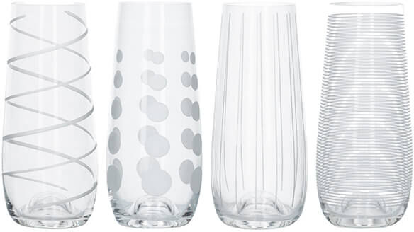 Mikasa Cheers Set Of 4 Stemless Flute Glasses