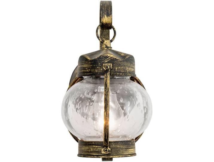 Wandlampe aussen Taverna schwarz-gold Siluminguss/Glas B 14 cm IP23