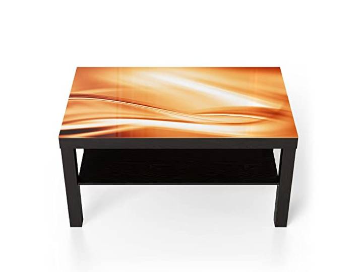 DEQORI Glastisch schwarz groß 90x50 cm Motiv Fließendes Farbspiel ausgefallener Beistelltisch aus Glas Hochglanz Couchtisch fürs Wohnzimmer moderner Couch Tisch mit Design