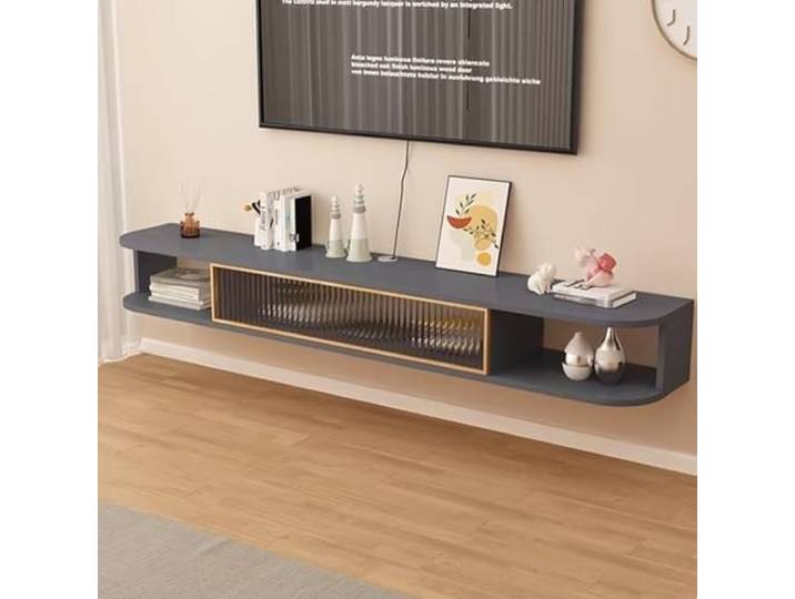 tv schrank Schwebender TV-Ständer, wandmontierter TV-Schrank mit Tür Platzsparendes TV-Unterregal for Schlafzimmer und Wohnzimmer