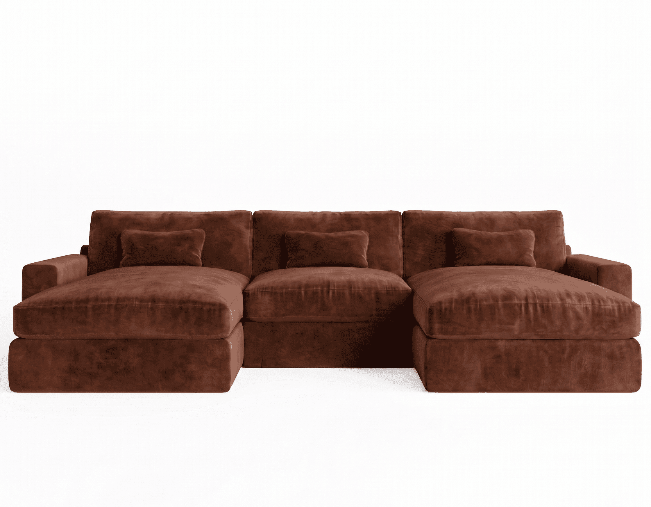 Tribeca Rust Velvet Large U Shape Sofa