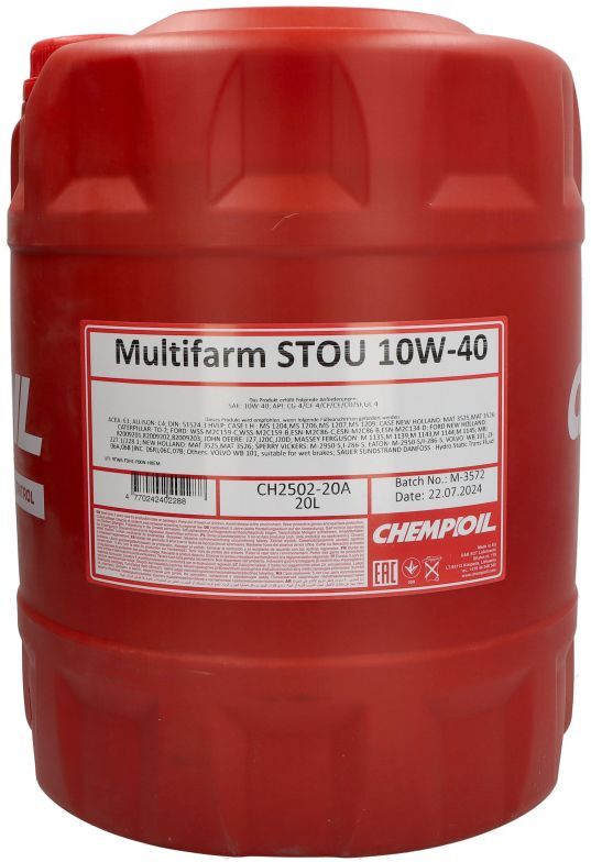 Mehrzwecköl CHEMPIOIL Multifarm STOU 10W40 20L