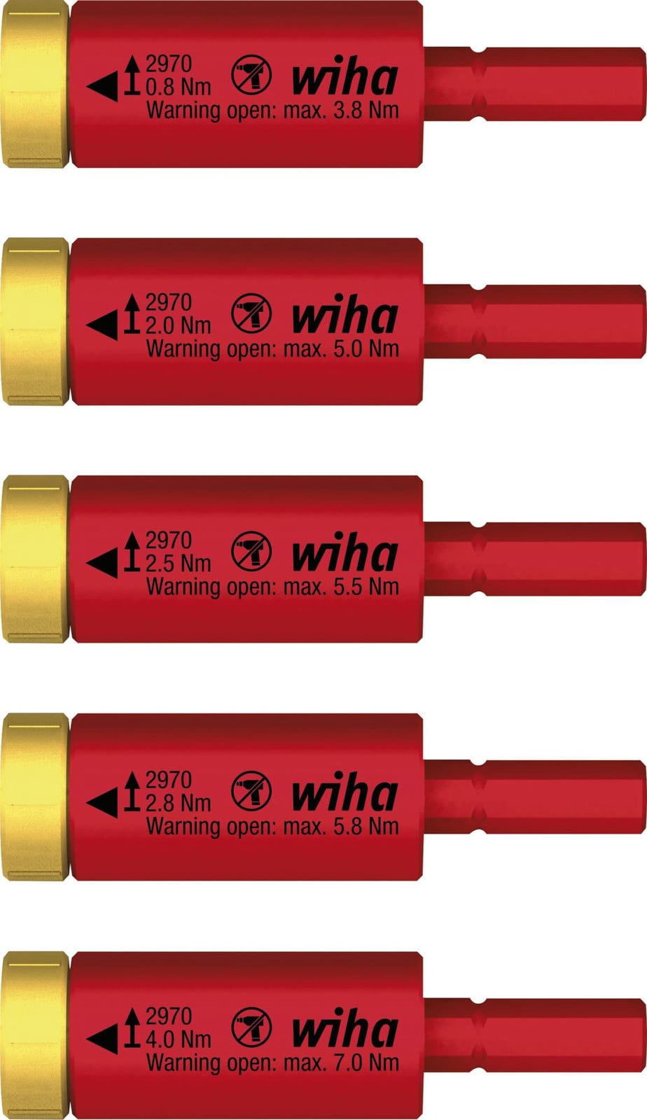 Wiha easyTorque schroevendraaierset met adapter voor elektrische schroevormers, 0,8-4,0 Nm, 5-delig