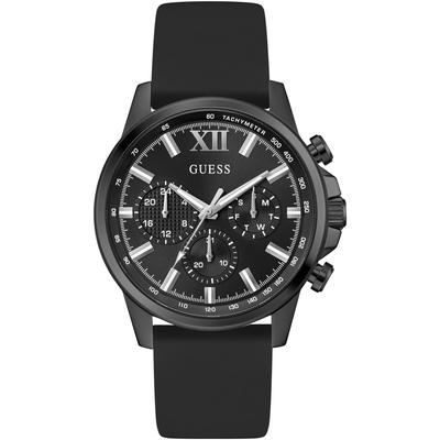 Multifunktionsuhr GUESS "WALKER", schwarz, Armbanduhren, Herren, Quarzuhr, Armbanduhr, Herrenuhr, Datum, Wochentag, Silikonarmband