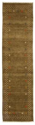 ECARPETGALLERY Hand Loomed Indo Gabbeh Green Wool Rug - 2'7 x 9'9