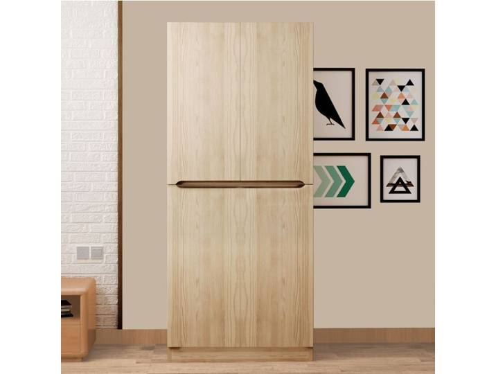 Armoire De Chambre En Bois Naturel 2 Portes Penderie De Rangement Moderne FloraGrace Pour Chambre Facile A Assembler 70x40x170cm