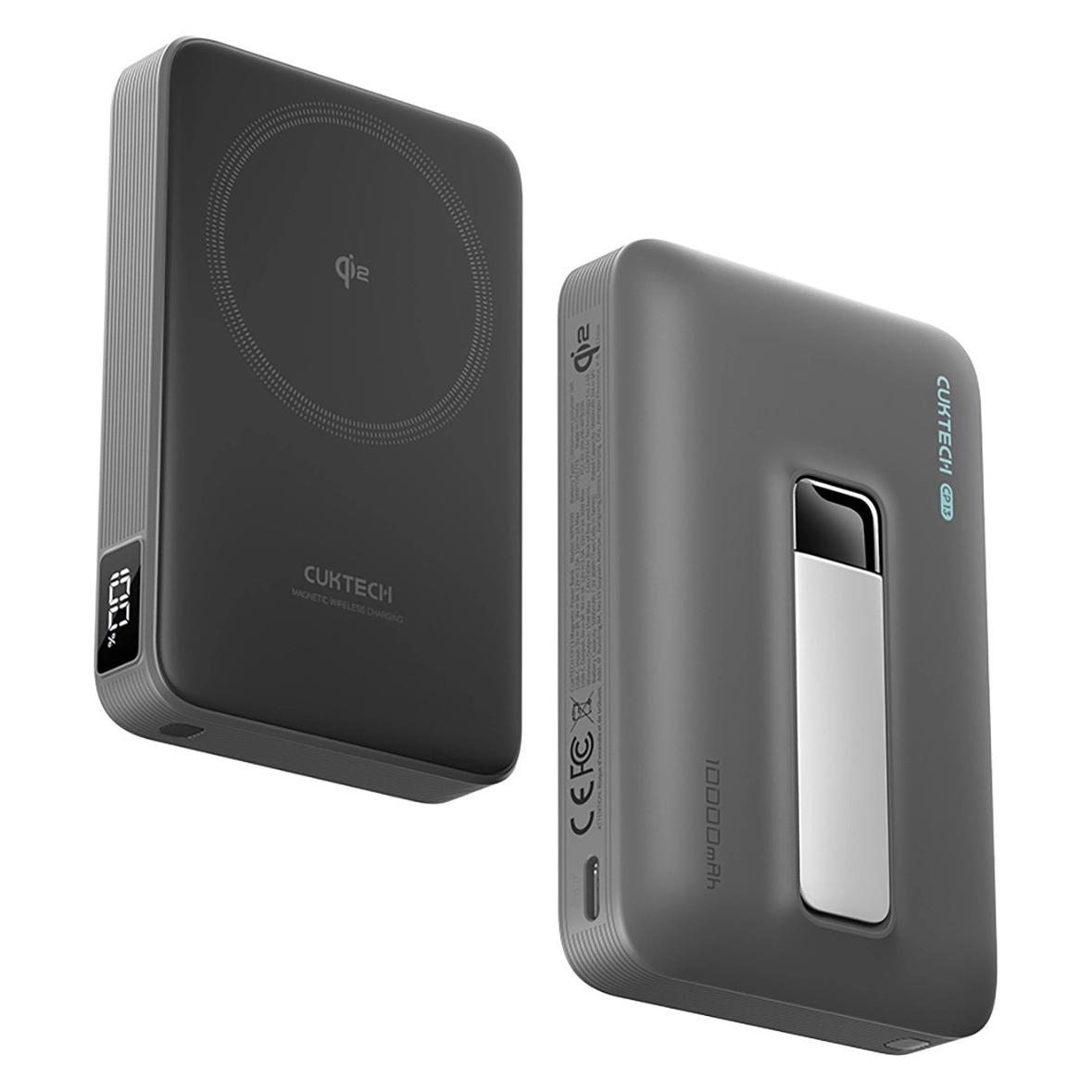 Cuktech WPB100 10000 mAh Qi2 Magnetische Powerbank 30W mit Ständer - Schwarz (10000 mAh, 30 W) (72852075)
