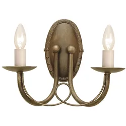 Wandleuchte Lampe Stahl Schwarzes Gold B 26 cm 2 Flammig Flurleuchte