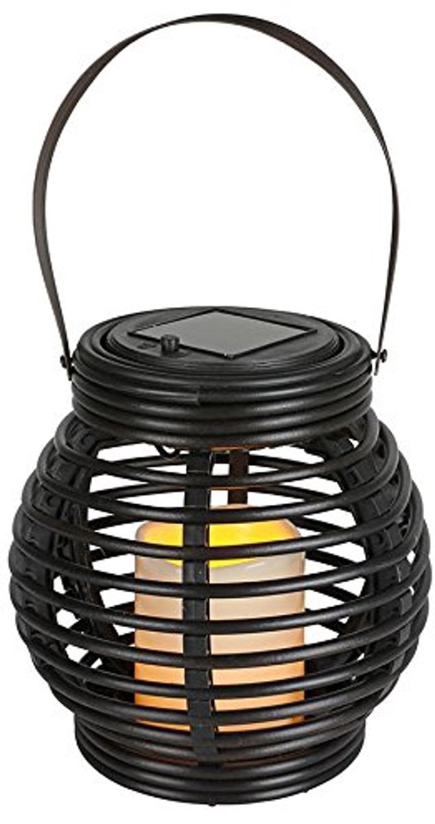 Zonne-lantaarn in rotanstijl met LED-kaars