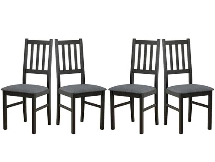 LeafDesign Küchenstühle 4er Set - Stuhl Buche Massiv - Esszimmerstuhl 120 kg - Stühle Esszimmer 4er Set - Holzstuhl - Esstischstühle - Esszimmerstühle Holz - Schwarz - Hygge 96